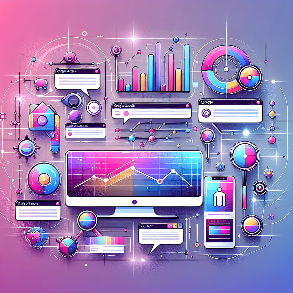 Kunstnerisk Illustration af seo værktøjer